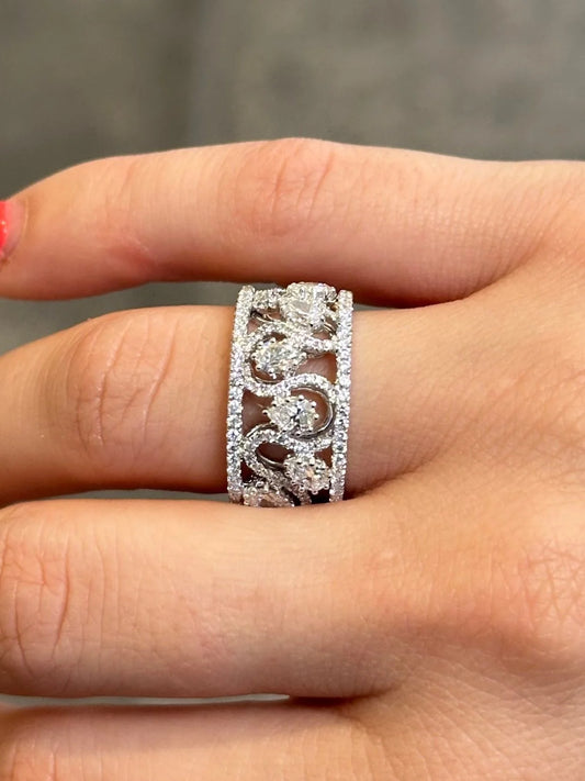 Ladies Split Pear and Round Diamond Ring