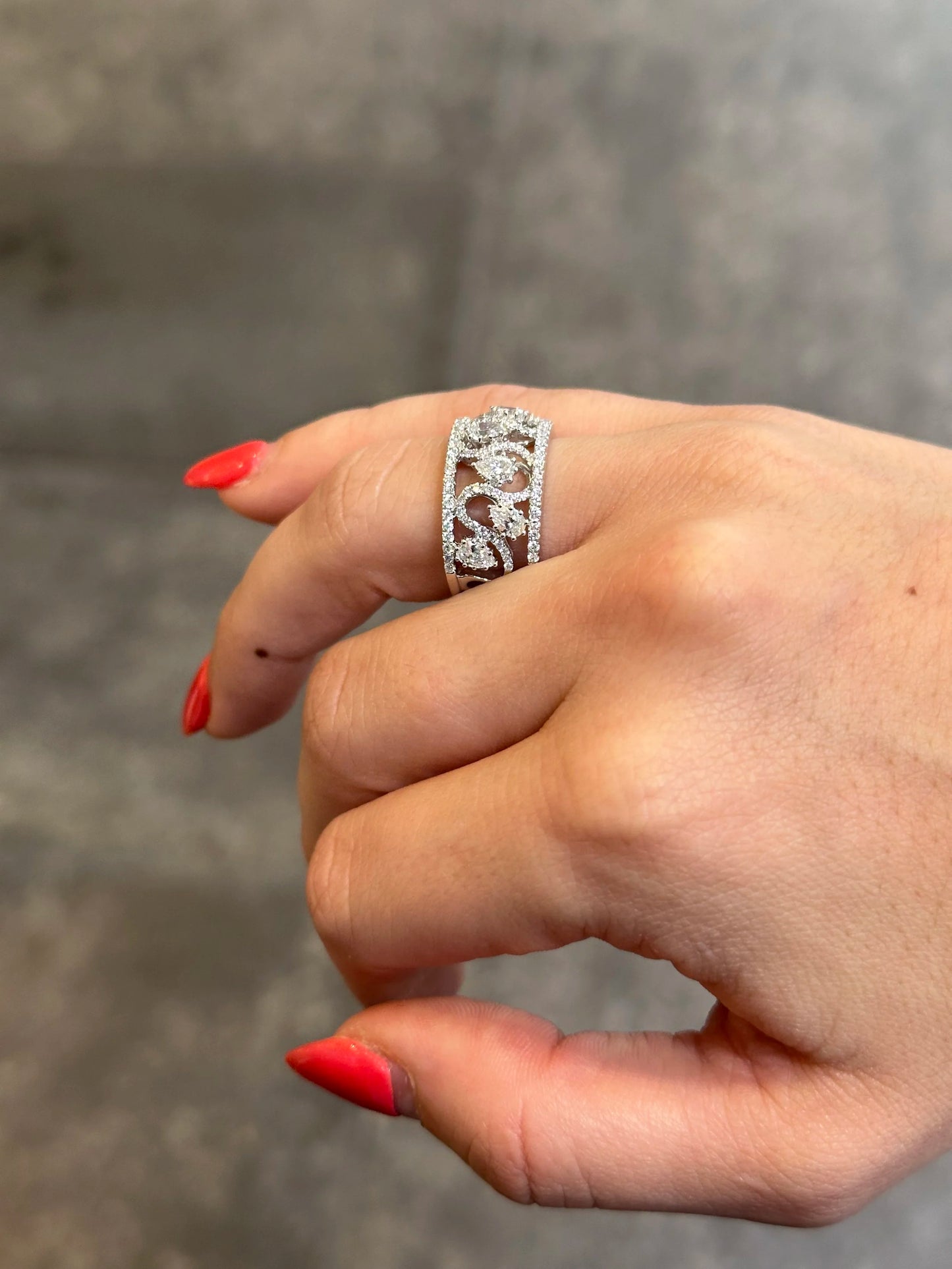 Ladies Split Pear and Round Diamond Ring