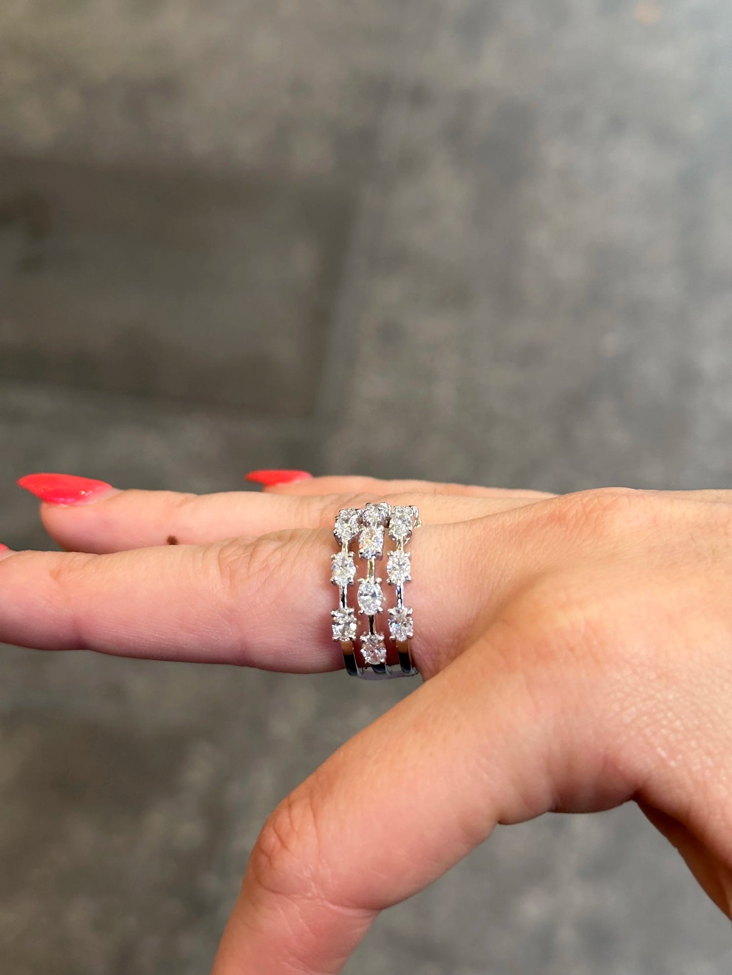 Ladies Spaced Out Oval Diamond Ring