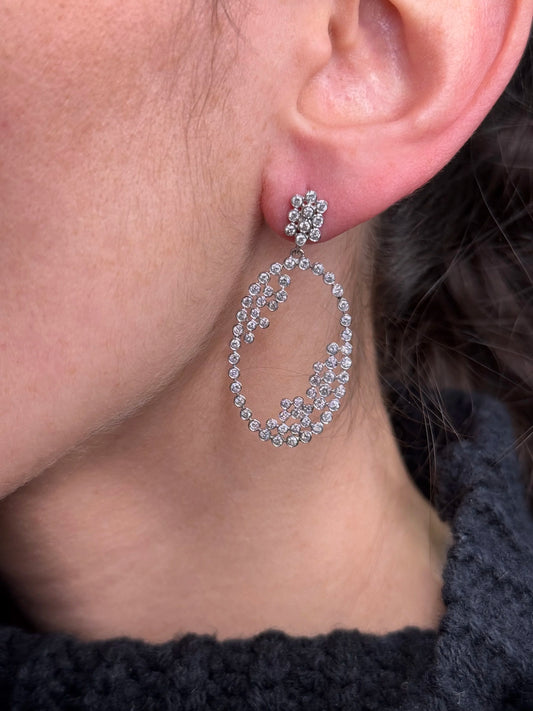 Ladies Oval Bezel Set Round Diamond Earring