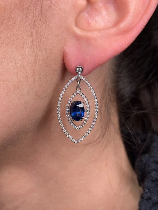 Ladies Spaced Out Sapphire Earrings