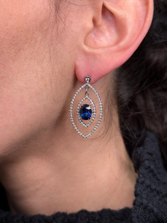 Ladies Spaced Out Sapphire Earrings