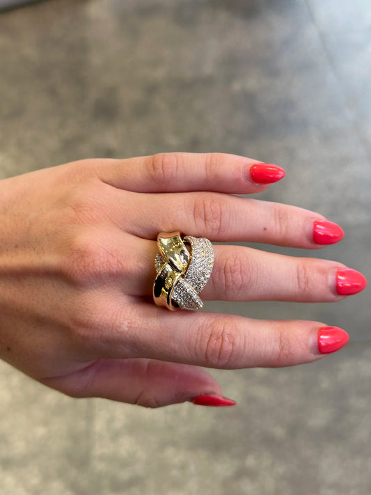 Ladies Pave Set Intertwined Round Diamond Ring