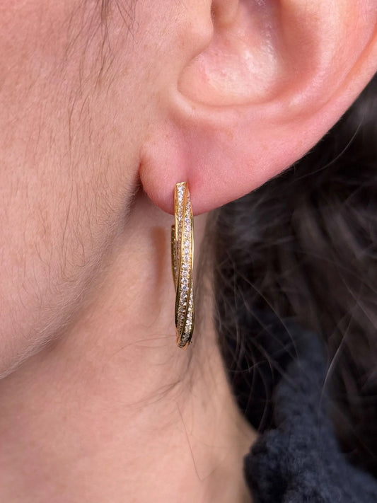 Ladies Oval Shaped Twist Design Hoops