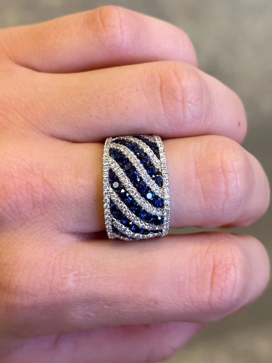 Ladies Wide Sapphire and Diamond Ring