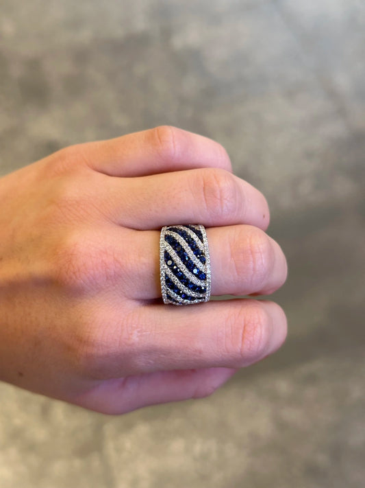 Ladies Wide Sapphire and Diamond Ring