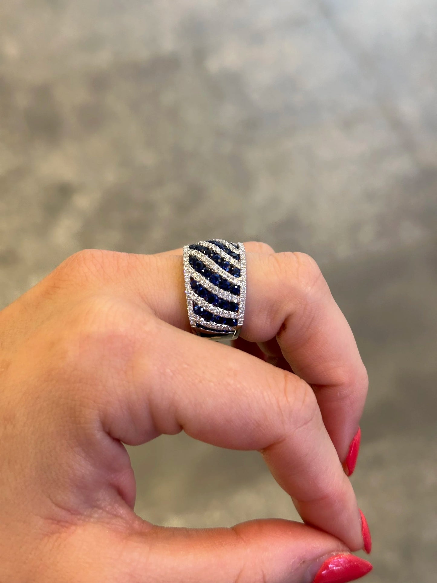 Ladies Wide Sapphire and Diamond Ring