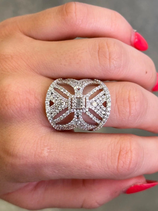 Ladies Wide Baguette and Round Diamond Ring