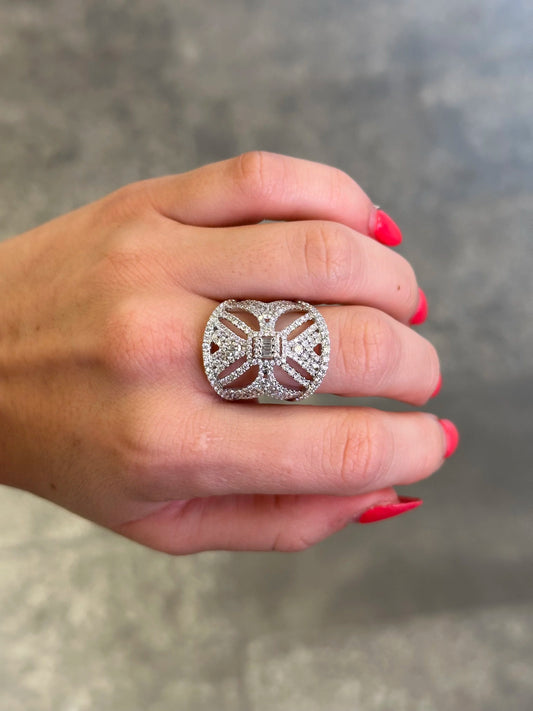 Ladies Wide Baguette and Round Diamond Ring