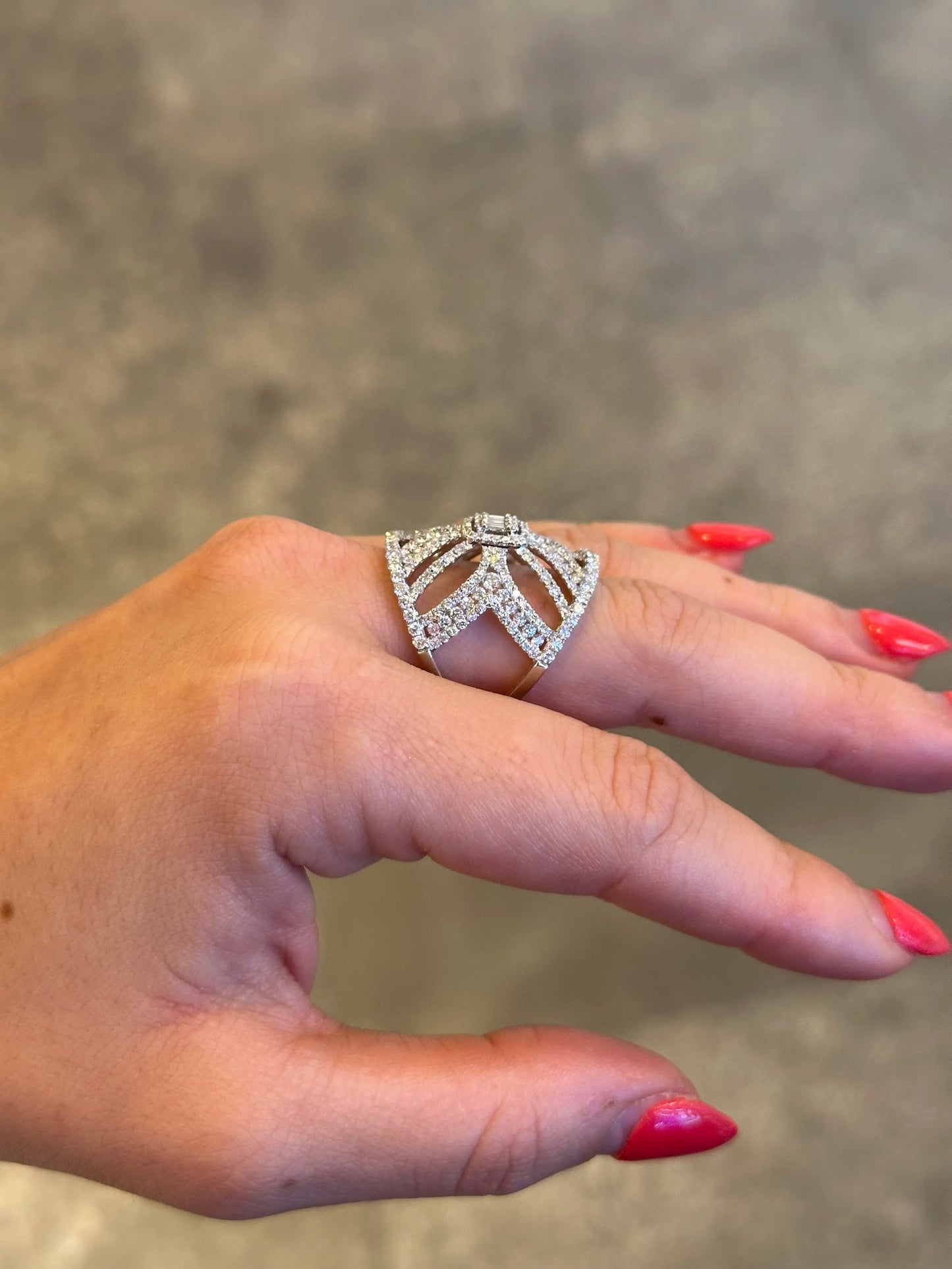 Ladies Wide Baguette and Round Diamond Ring