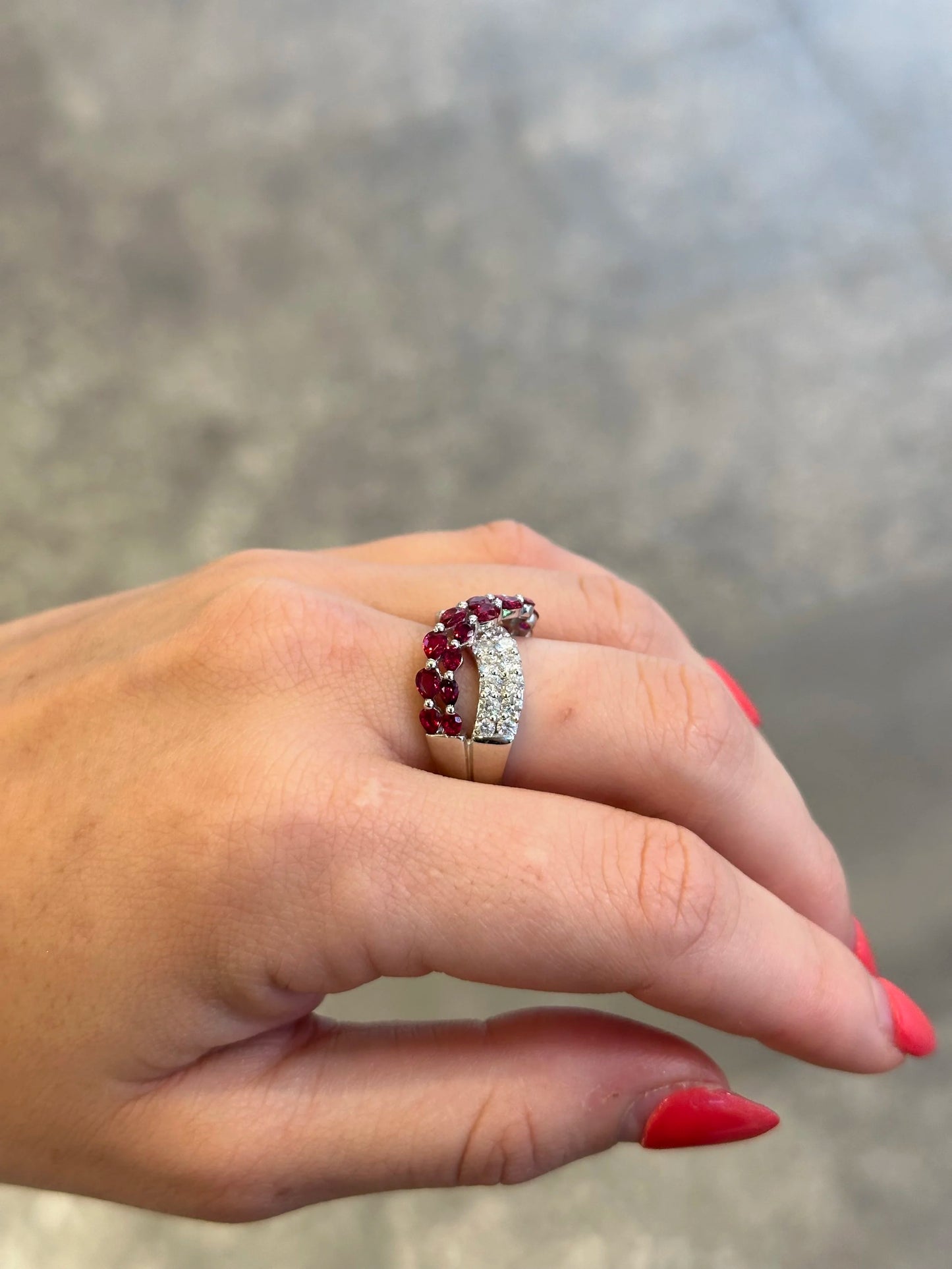 Ladies Intertwined Ruby and Diamond Ring