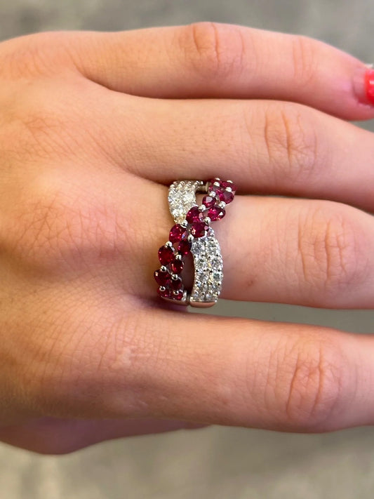 Ladies Intertwined Ruby and Diamond Ring