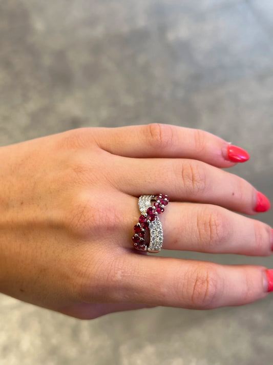Ladies Intertwined Ruby and Diamond Ring