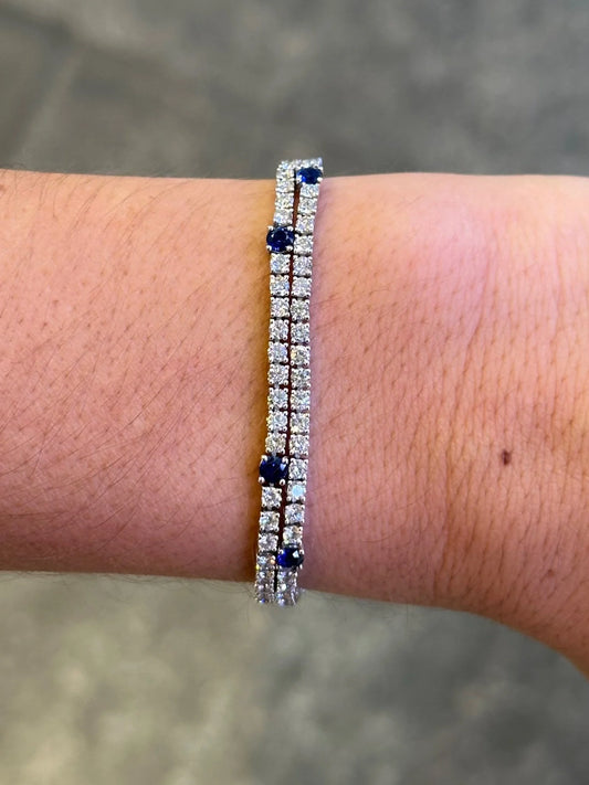Ladies Double Tennis Sapphire and Diamonds Bracelet
