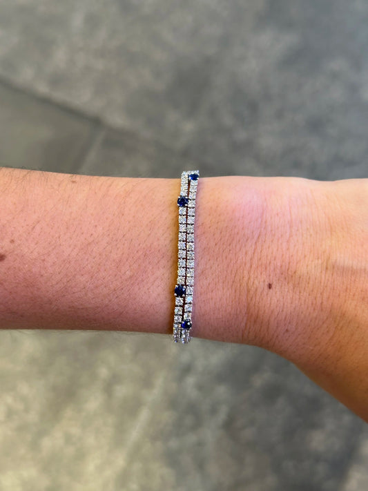 Ladies Double Tennis Sapphire and Diamonds Bracelet