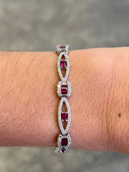Ladies Fancy Ruby and Diamond Bracelet