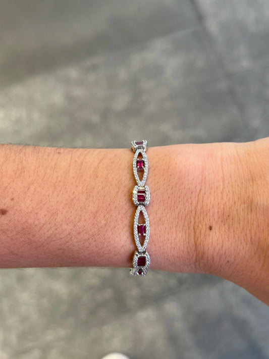 Ladies Fancy Ruby and Diamond Bracelet