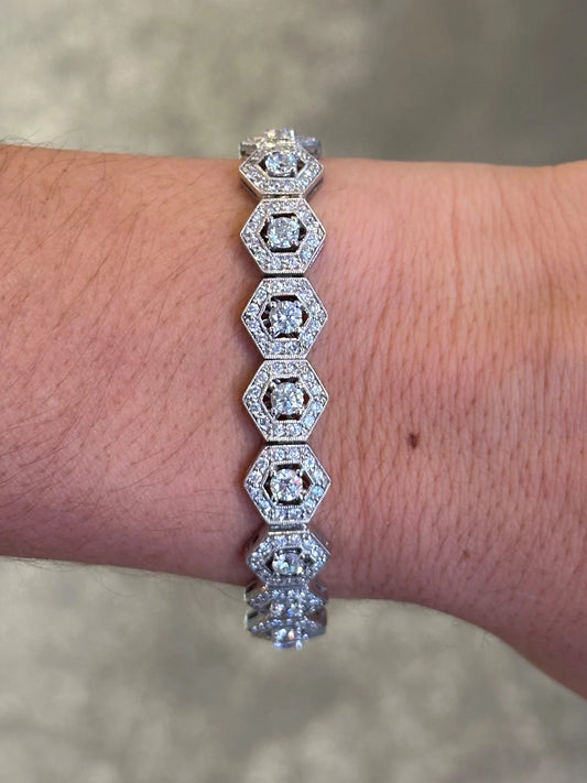 Ladies Vintage Style Hexagon Shape Diamond Bracelet