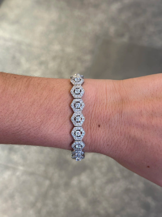 Ladies Vintage Style Hexagon Shape Diamond Bracelet