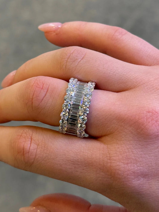 Ladies Thick Baguette and Round Diamond Ring