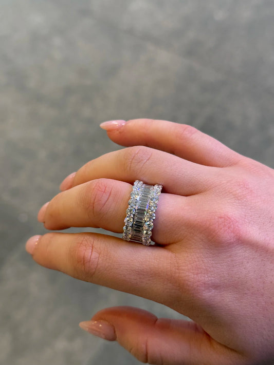 Ladies Thick Baguette and Round Diamond Ring