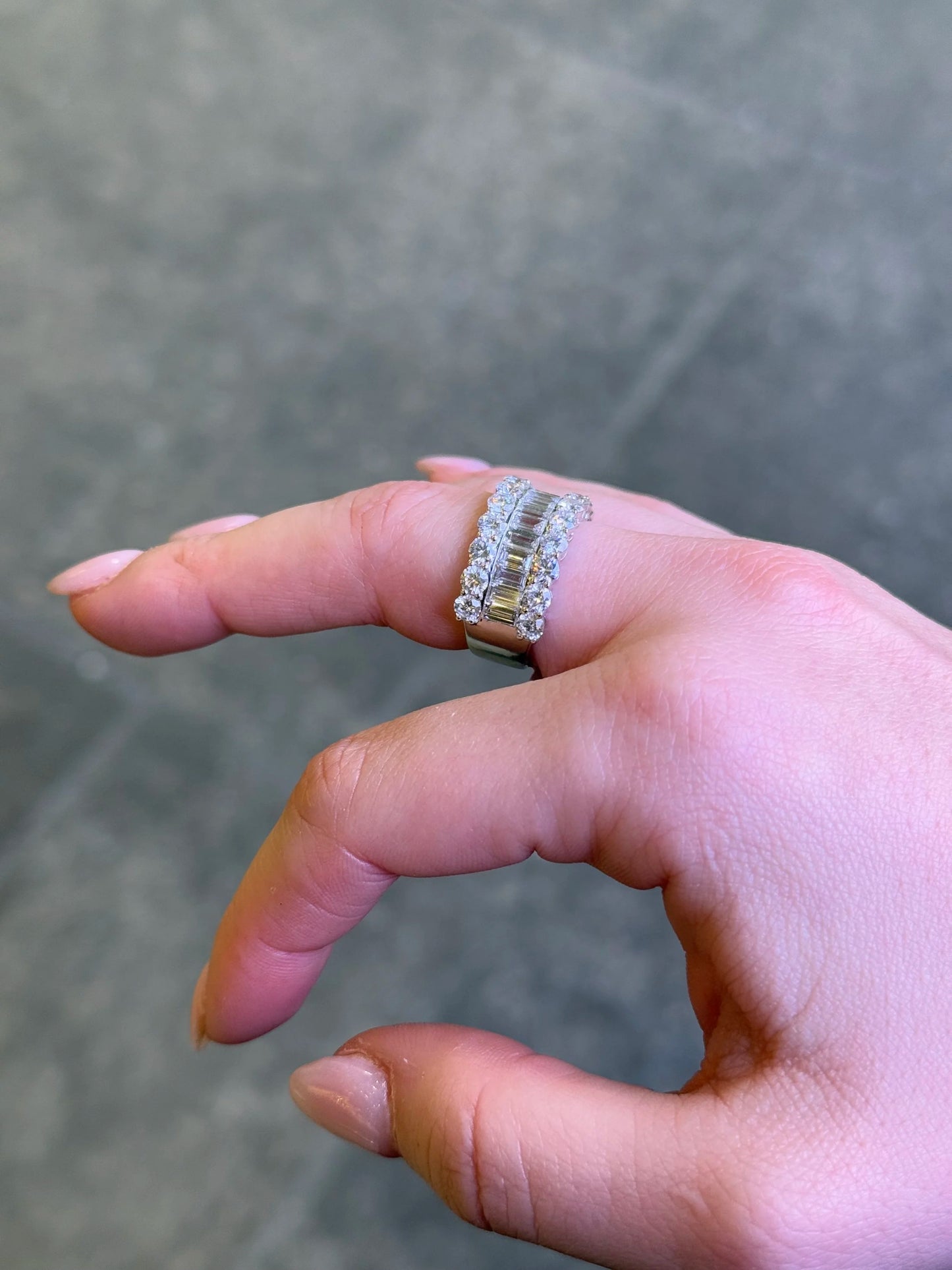 Ladies Thick Baguette and Round Diamond Ring