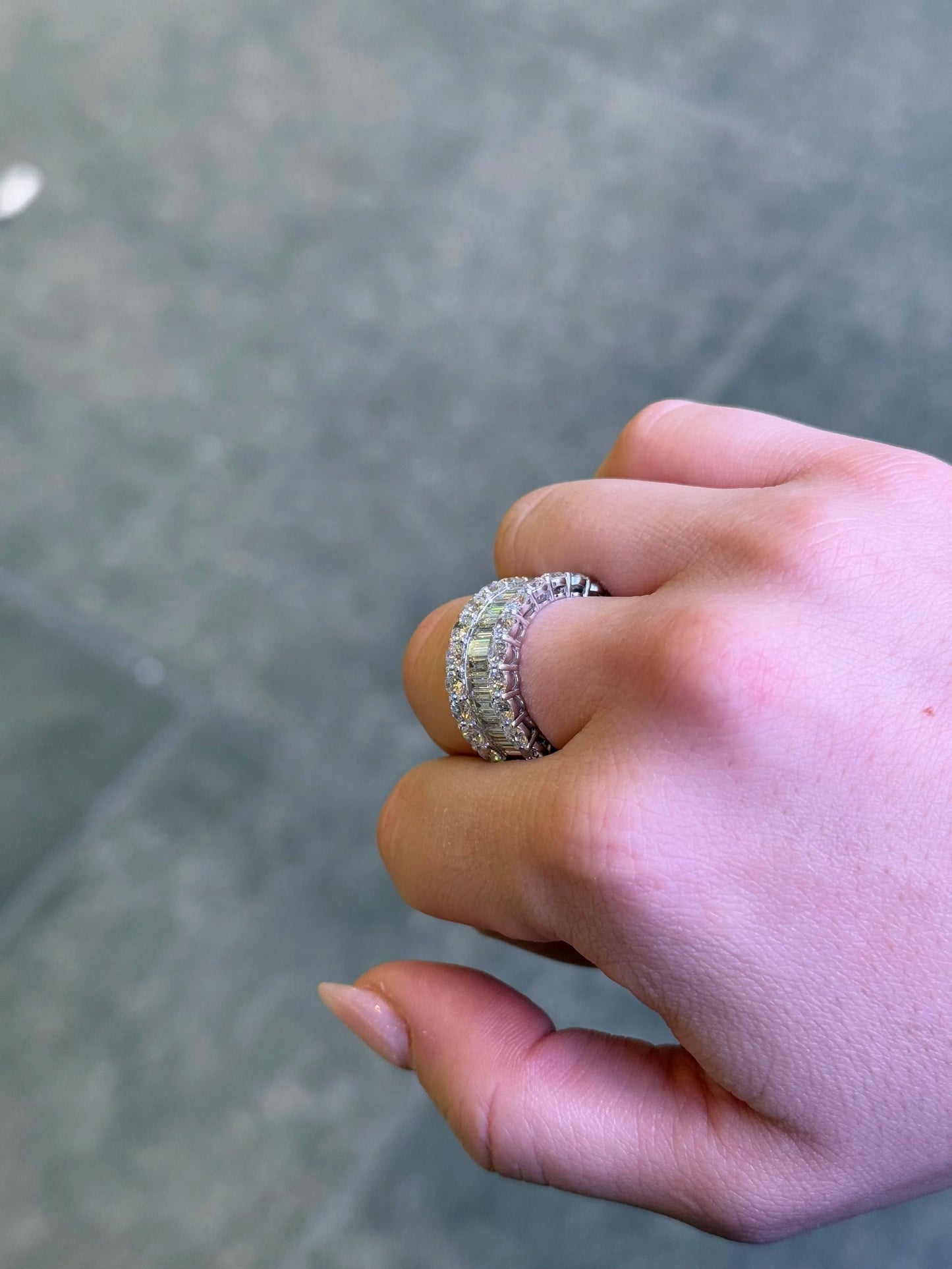 Ladies Thick Baguette and Round Diamond Ring