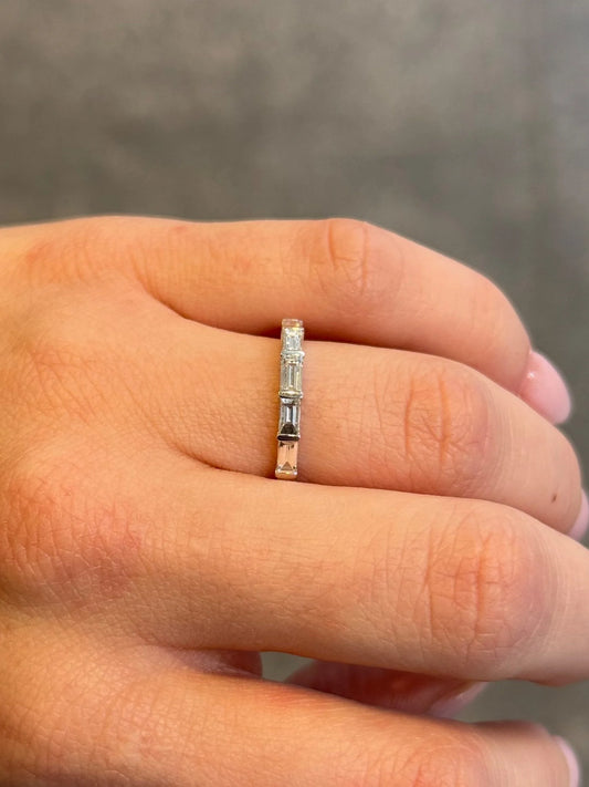 Ladies White Gold Baguette Diamond Wedding Band