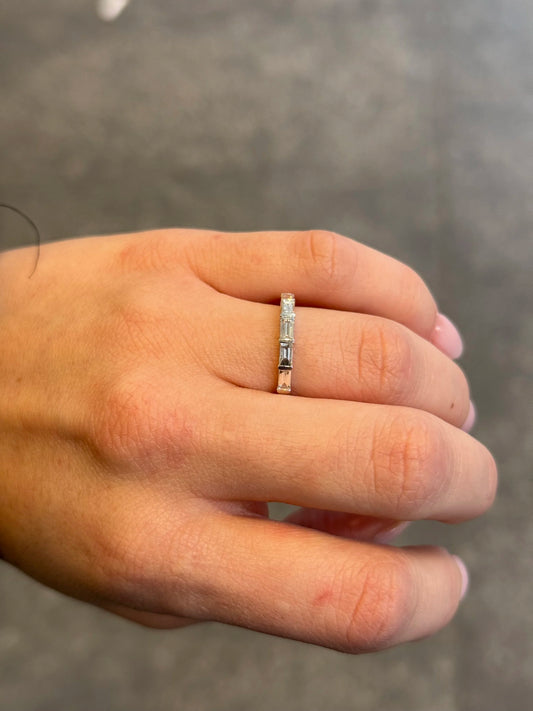Ladies White Gold Baguette Diamond Wedding Band