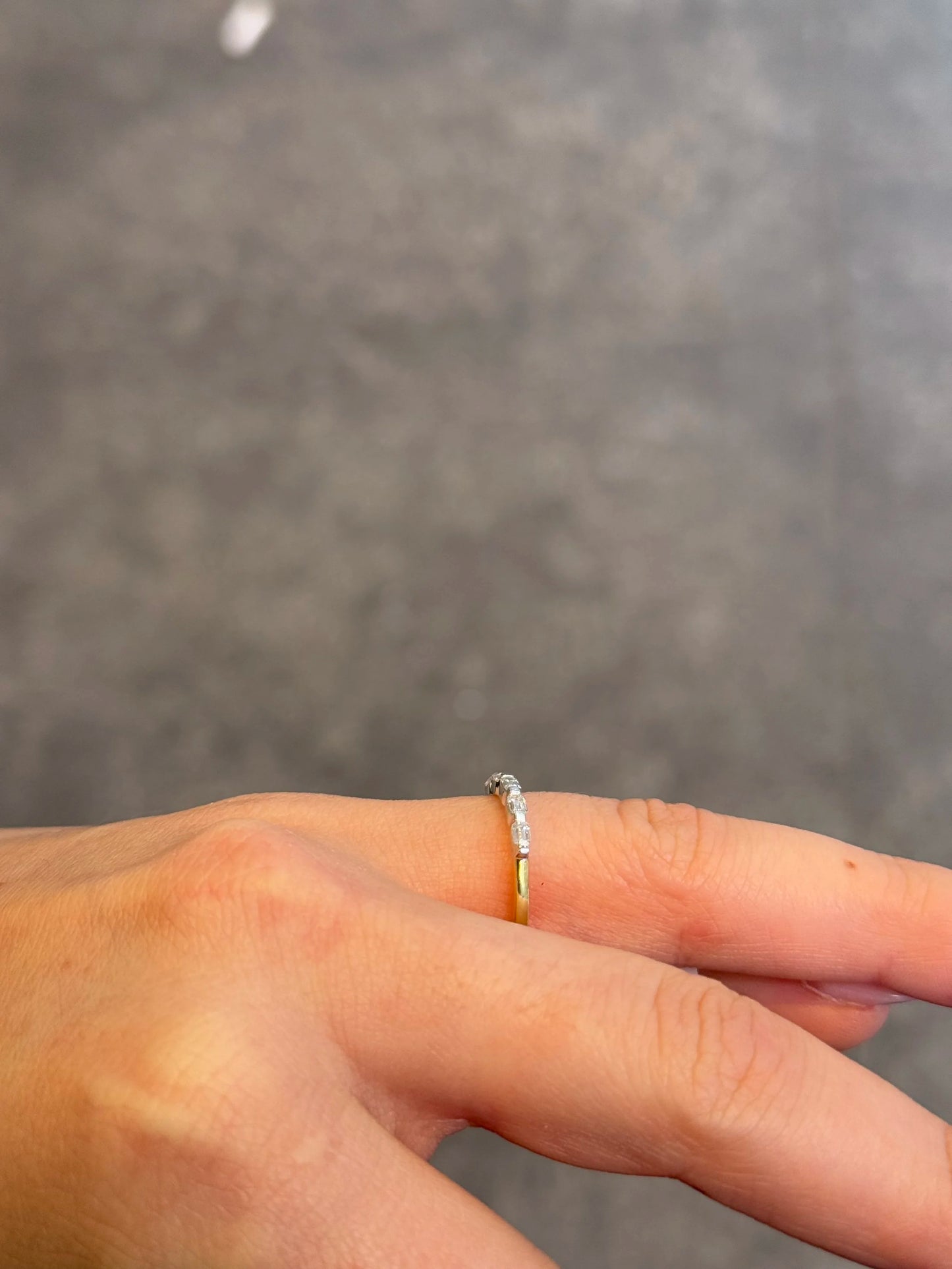 Ladies Two Tone Baguette Diamond Wedding Band