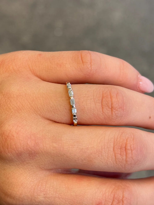 Ladies Two Tone Baguette Diamond Wedding Band