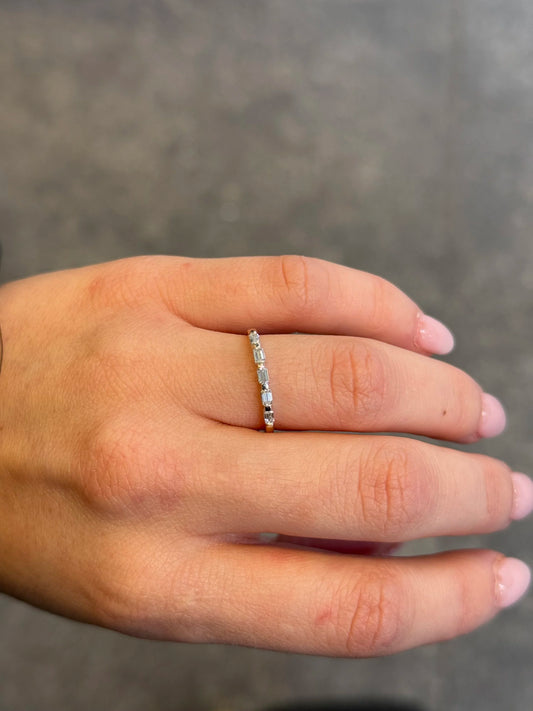 Ladies Two Tone Baguette Diamond Wedding Band