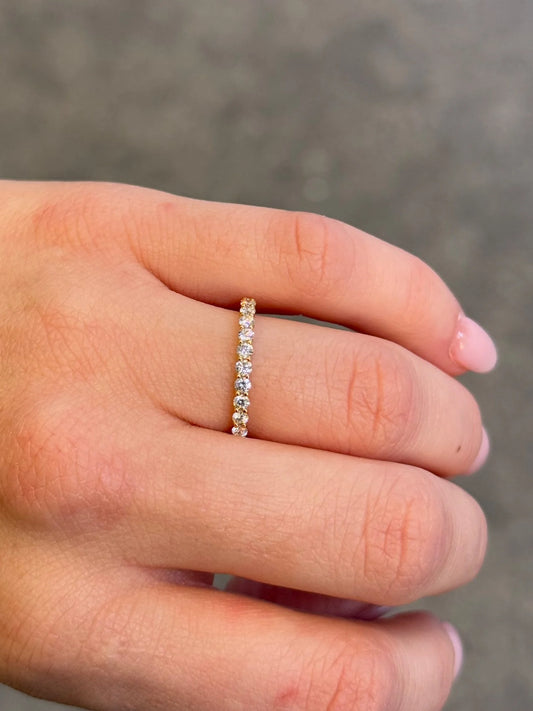 Ladies Yellow Gold and Round Diamond Wedding Band