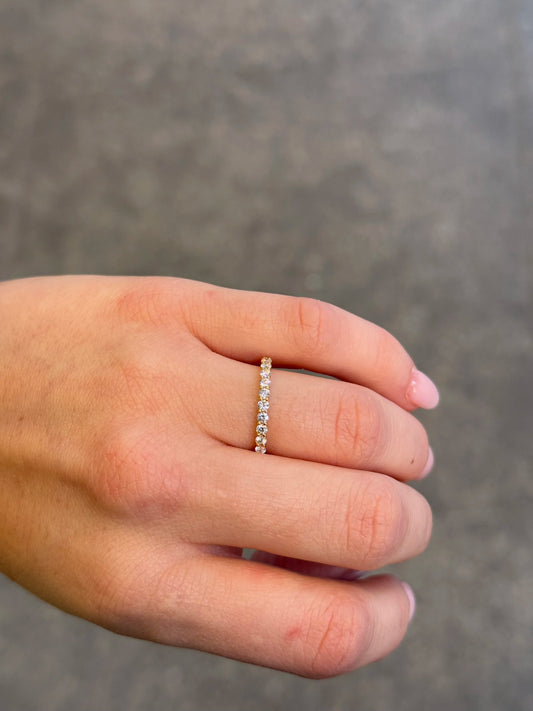 Ladies Yellow Gold and Round Diamond Wedding Band