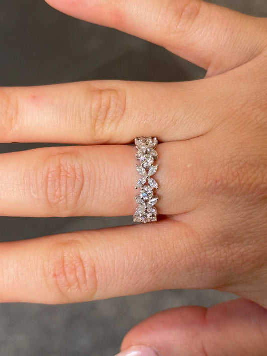 Ladies Marquise and Round Diamond Eternity Wedding Band