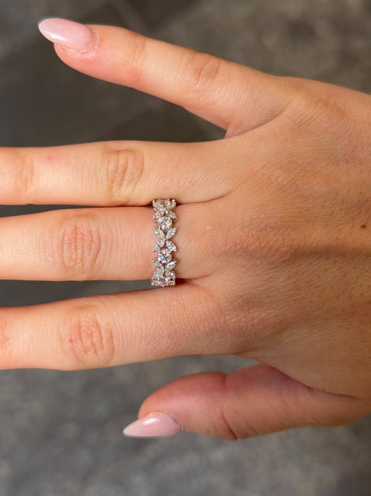 Ladies Marquise and Round Diamond Eternity Wedding Band