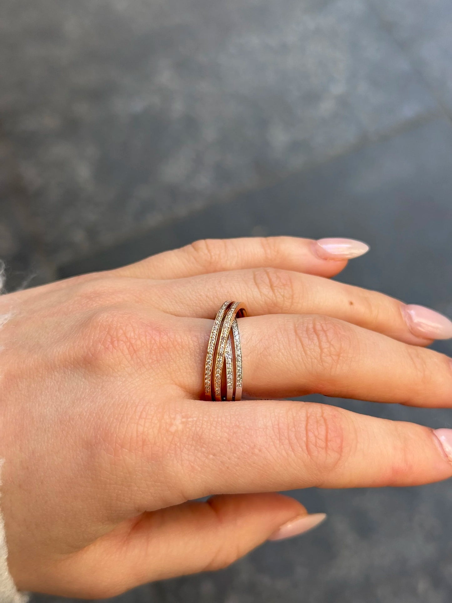Ladies Two Tone Overlapping Diamond Ring