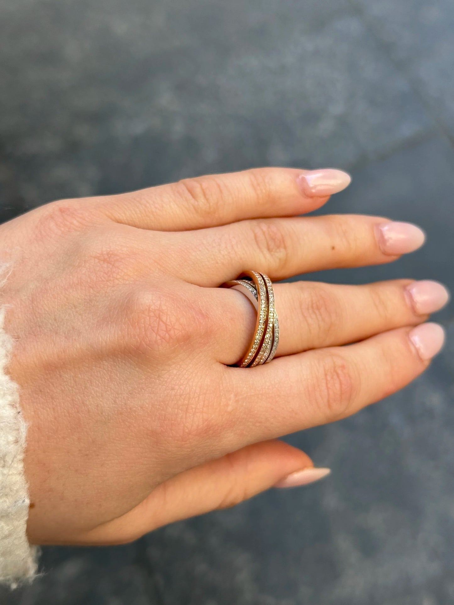 Ladies Two Tone Overlapping Diamond Ring