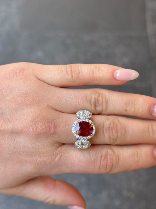 Ladies Oval Ruby and Diamond Ring