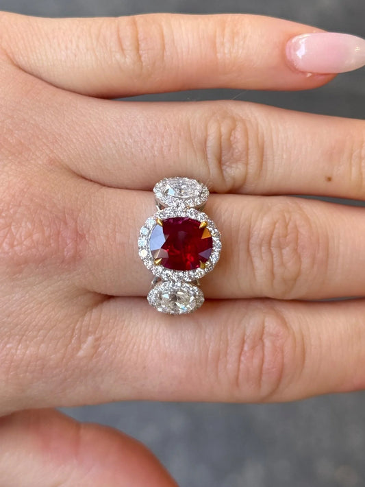 Ladies Oval Ruby and Diamond Ring