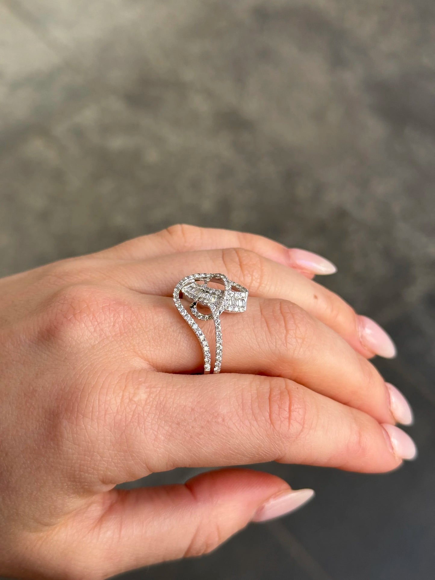 Ladies Spaced Out Fancy Baguette and Round Diamond Ring