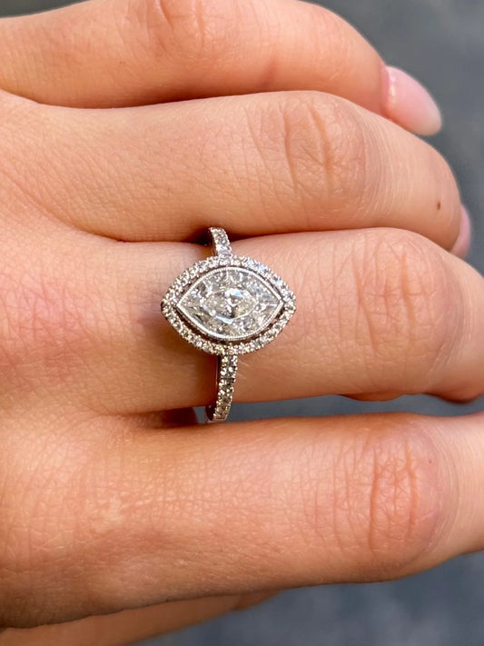 Ladies Round, Marquise, and Baguette Cluster Diamond Fancy Ring