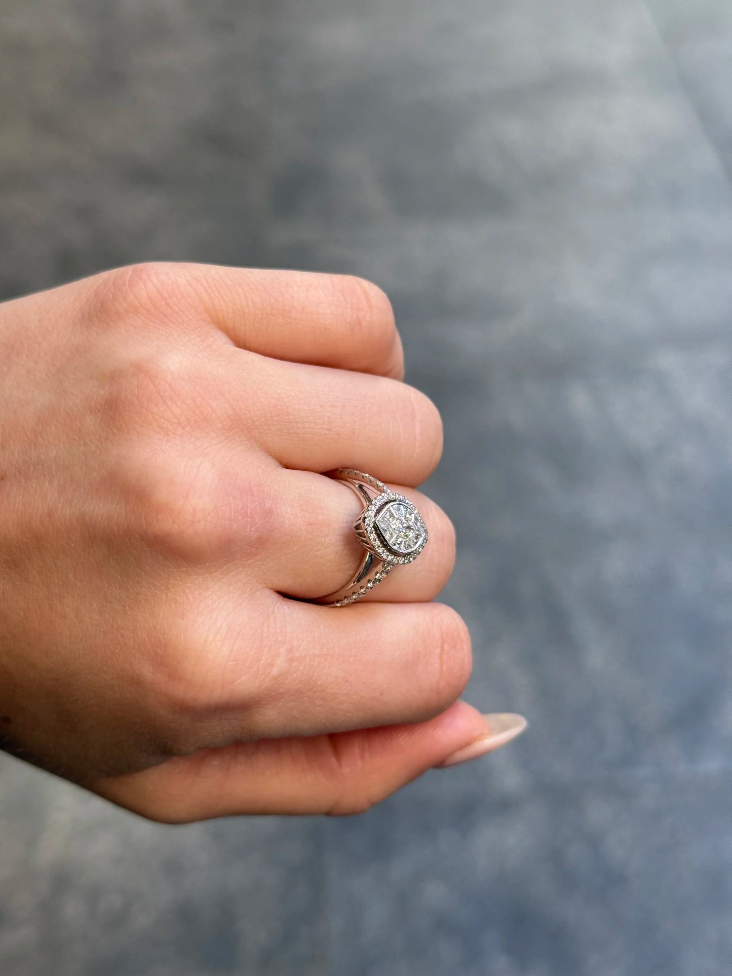Ladies Round, Marquise, and Baguette Cluster Diamond Fancy Ring