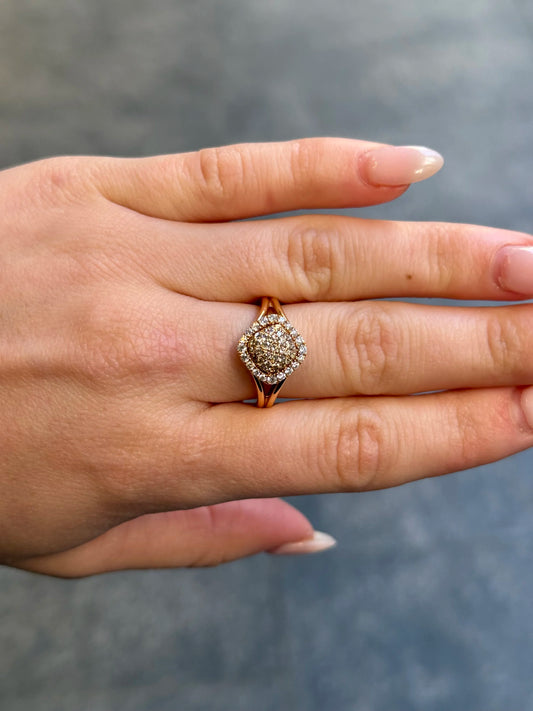 Ladies Round Diamond and Champagne Diamond Fancy Ring