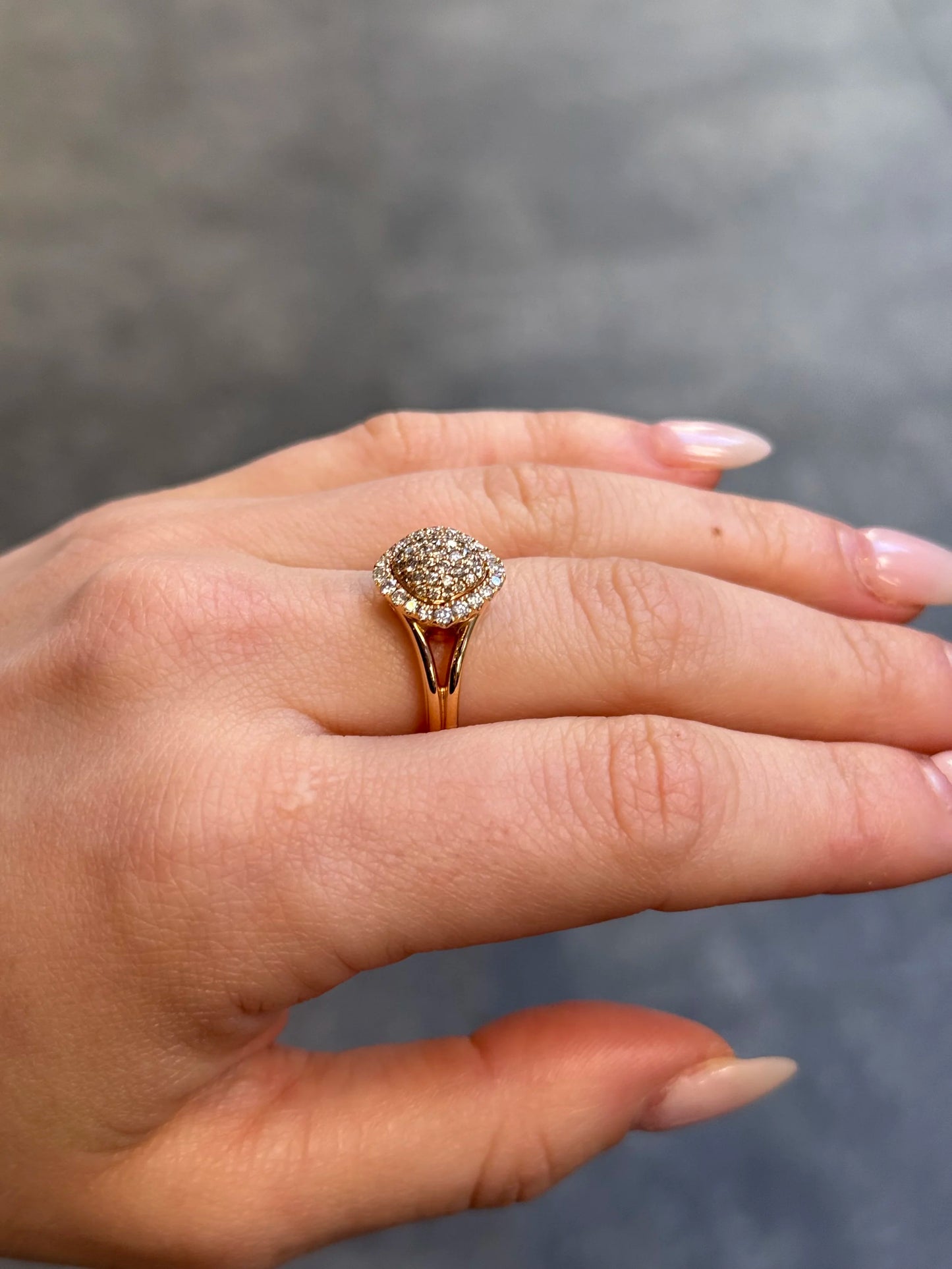 Ladies Round Diamond and Champagne Diamond Fancy Ring