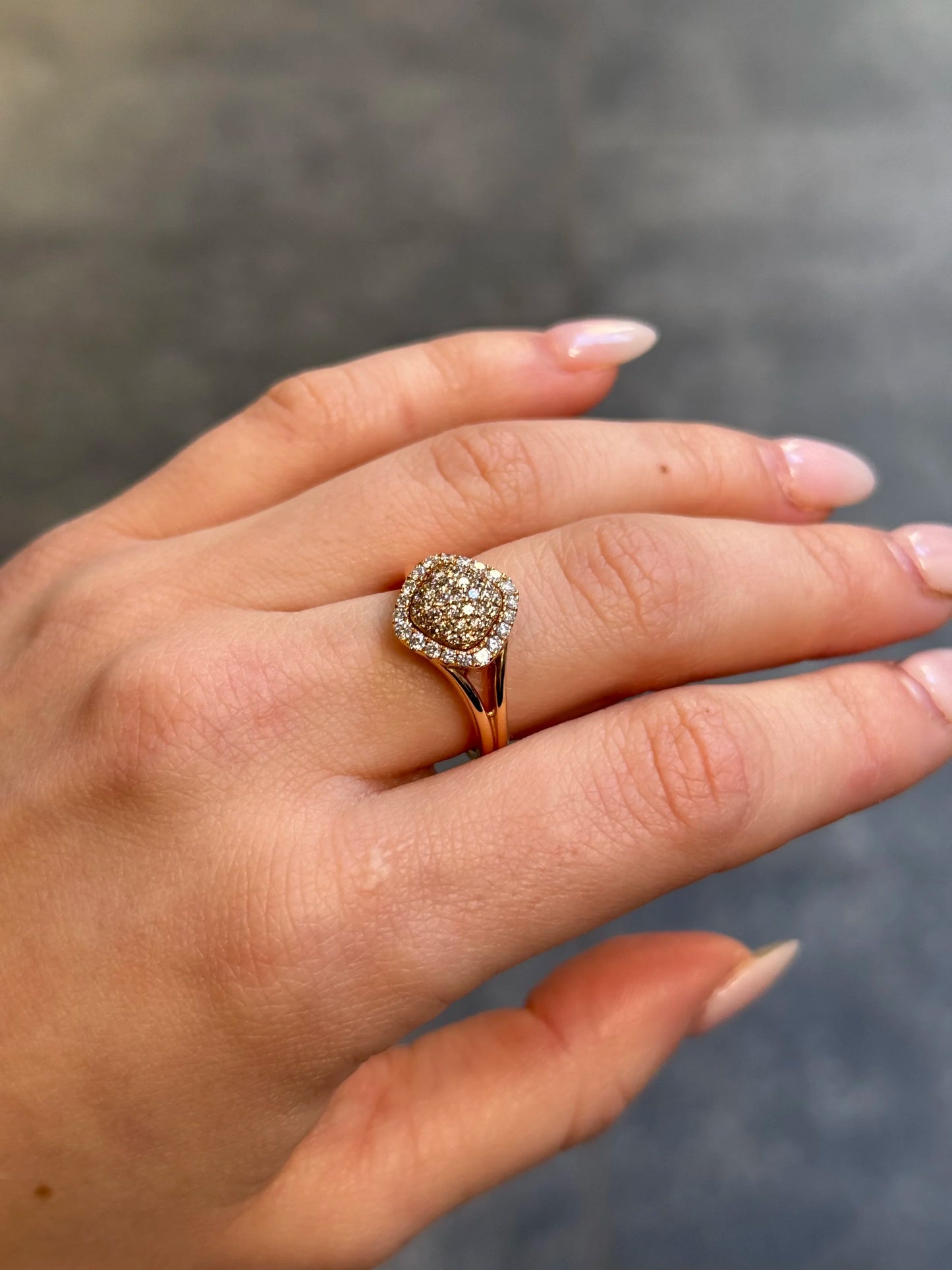Ladies Round Diamond and Champagne Diamond Fancy Ring
