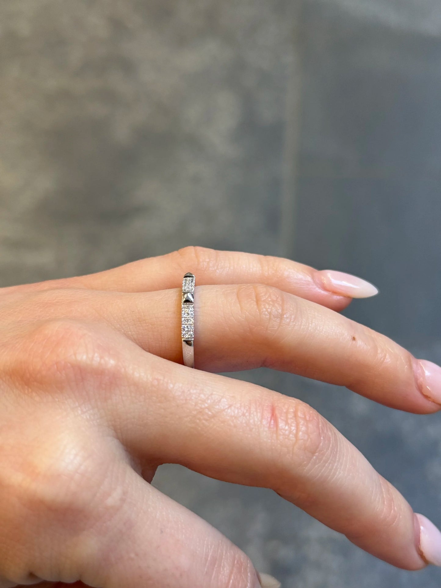Ladies Alternating Two Row Diamond and Gold Wedding Band