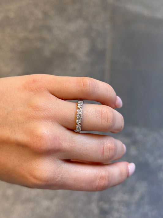 Ladies White Gold Milgrain Wedding Band