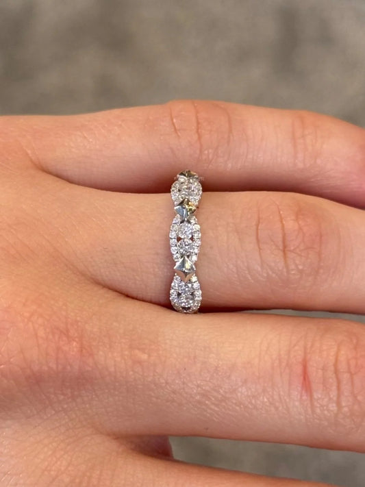 Ladies White Gold and Gold Cluster Diamond Ring