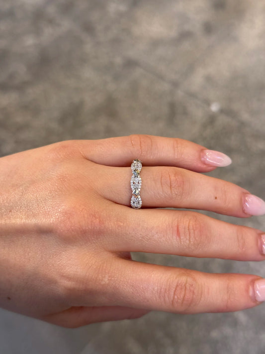 Ladies White Gold and Gold Cluster Diamond Ring